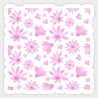 Blooming Pink flowers watercolor. Seamless pattern Sticker